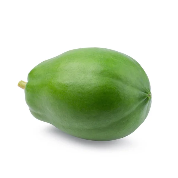 Grüne Papaya Isoliert Auf Weißem Hintergrund — Stockfoto