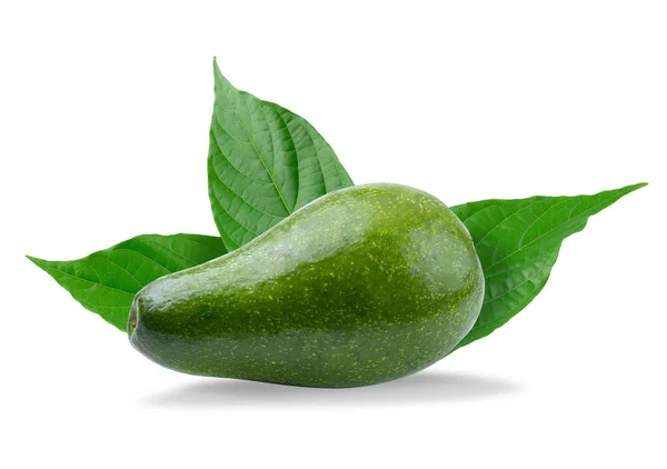 Aguacate Verde Maduro Aislado Sobre Fondo Blanco — Foto de Stock