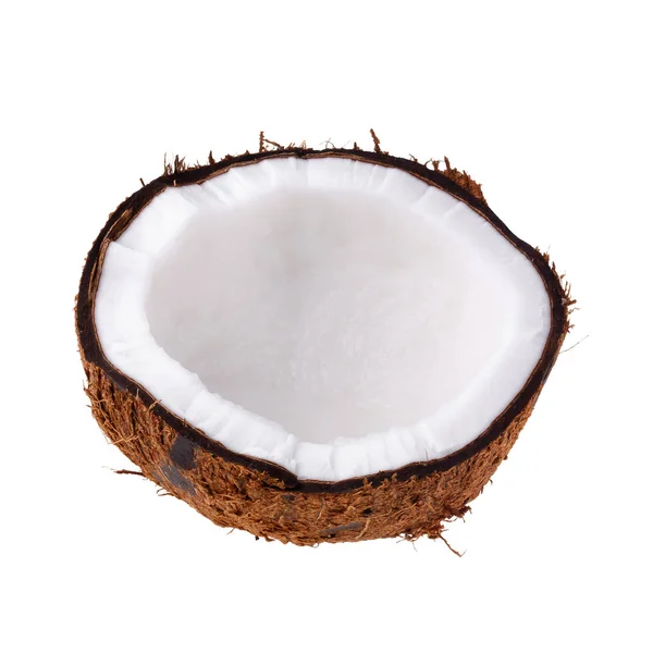 一半椰子被隔离在白色背景上 — 图库照片