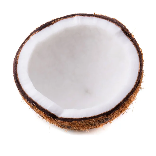 Hälfte Der Kokosnüsse Isoliert Auf Weißem Hintergrund — Stockfoto