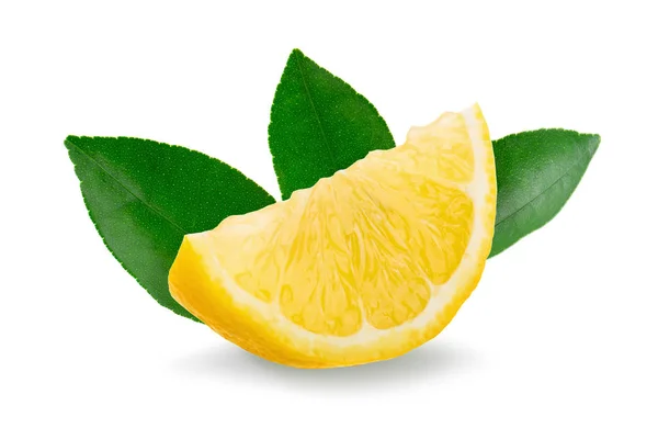 Жовтий Лимон Зелений Лист Ізольовані Білому Тлі — стокове фото
