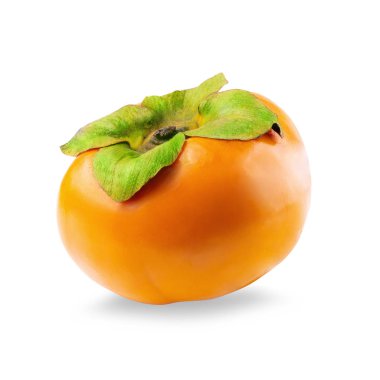 taze hurma ve Trabzon hurması dilim beyaz arka plan üzerinde izole yaprak ile.