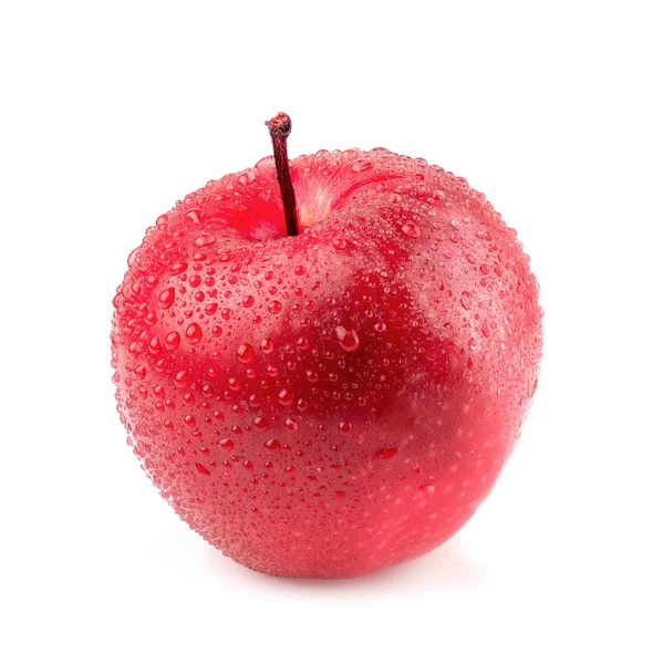 Rött Äpple Hela Bitar Isolerad Vit Bakgrund — Stockfoto