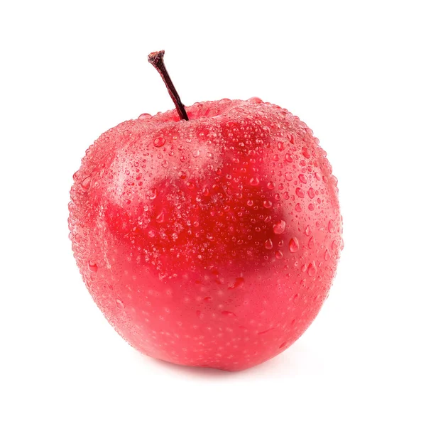 Czerwone Jabłko Całe Kawałki Białym Tle — Zdjęcie stockowe