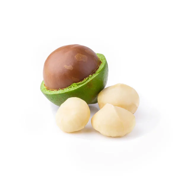 Nueces Macadamia Aisladas Sobre Fondo Blanco —  Fotos de Stock