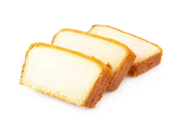 Pastel Mantequilla Húmeda Rodajas Aislado Sobre Fondo Blanco — Foto de Stock