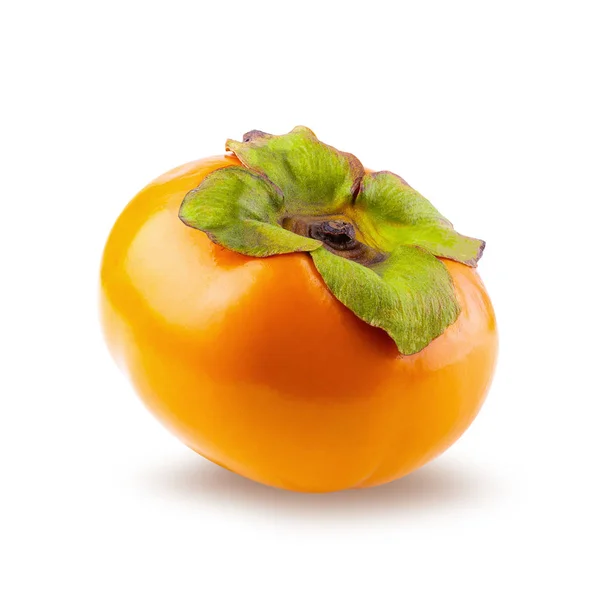 Fresh Persimmons Persimmon Slice Leaf Isolated White Background — Stock Photo, Image