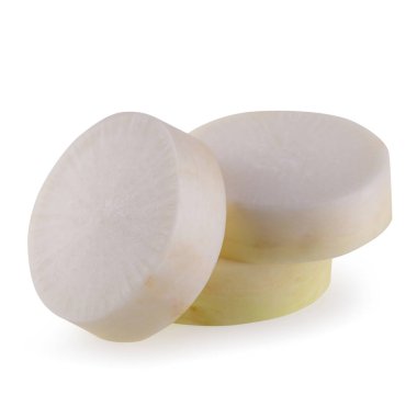 Beyaz bir arka plan üzerinde izole daikon turp.