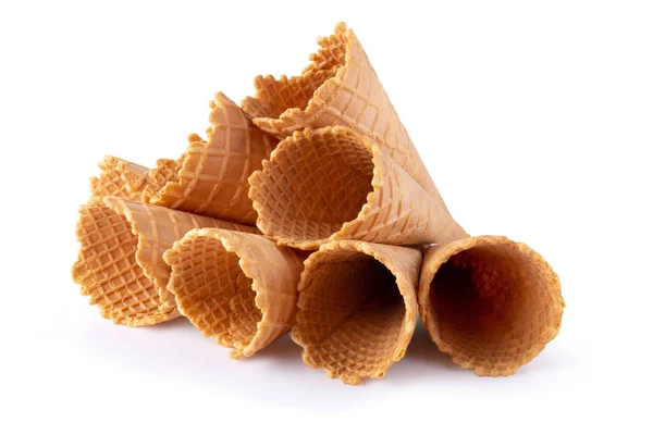 Cone Sorvete Waffle Isolado Fundo Branco — Fotografia de Stock