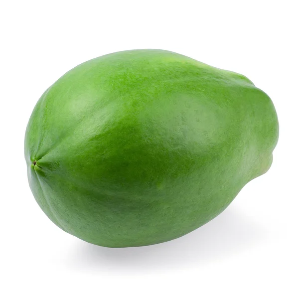 Grön Papaya Isolerade Över Den Vita Bakgrunden — Stockfoto