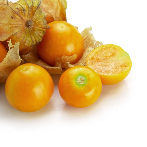 Kap Krusbär Physalis Frukt Eller Gyllene Bär Isolerad Vit Bakgrund — Stockfoto