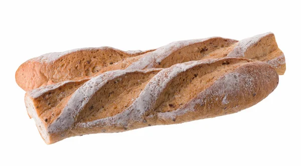Beyaz Arka Plan Üzerinde Uzun Baget Ekmek Izole Beyaz Fransız — Stok fotoğraf