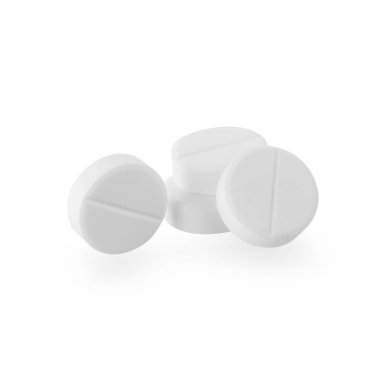 Beyaz arka plan üzerinde izole Parasetamol tıp Tablet.