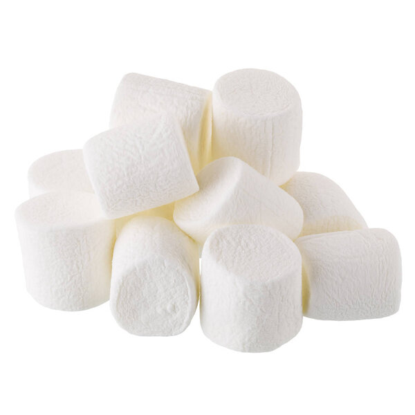 Fluffy white marshmallow isolated on white background.