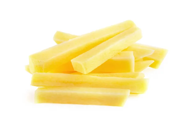 Raw Potato sliced strips prepared for French fries isolated over — Stock Photo, Image