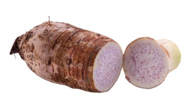 Beyaz bir arka plan üzerinde izole taro kök.