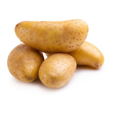 Beyaz arka planda izole edilmiş taze patates..