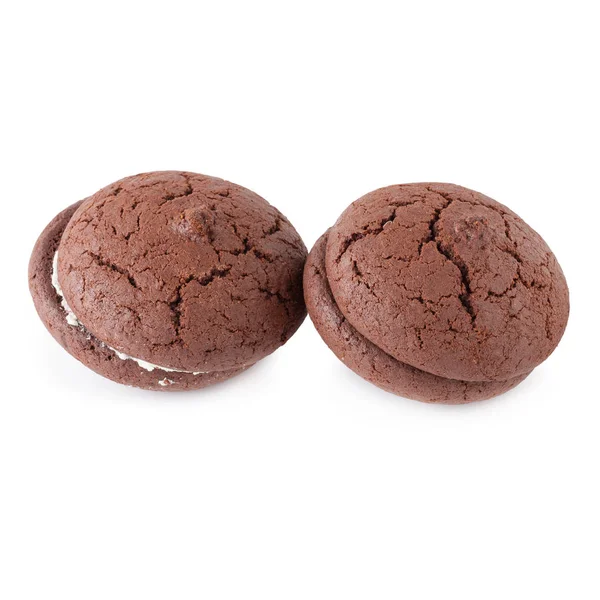 Chocolate Cookies Cream White Plate Isolated White Background — Stock Photo, Image