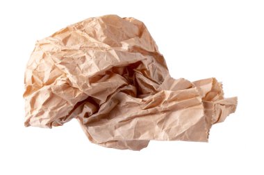 Kullanılmış kahverengi kağıt torba beyaz arka plan üzerinde izole