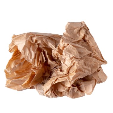 Kullanılmış kahverengi kağıt torba beyaz arka plan üzerinde izole