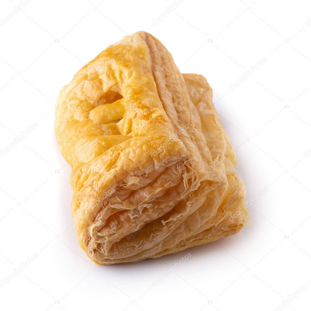 Puff pastry buns isolated over white background.