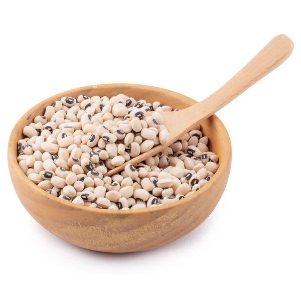 Black-Eyed peas i en träskål som isolerad på en vit bakgrund — Stockfoto