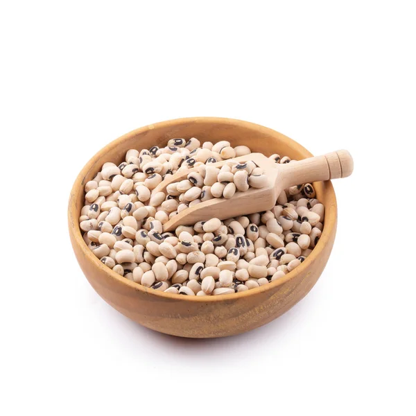 stock image Black-eyed peas in a wooden bowl isolated on a white background