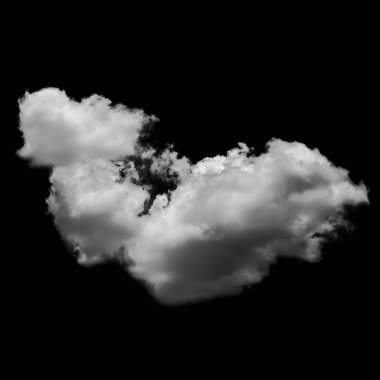 Siyah bir arkaplanda beyaz bulut izole.