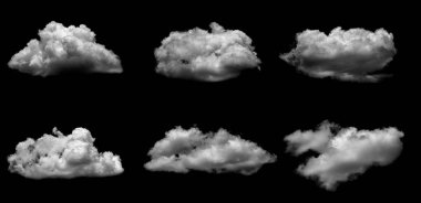 Beyaz bulut siyah arkaplan üzerinde izole gerçekçi bulut.