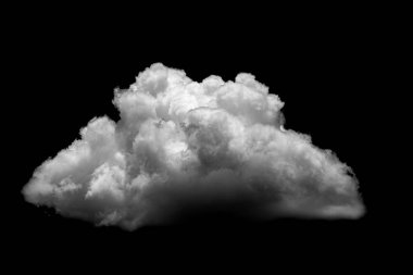 Beyaz bulut siyah arkaplan üzerinde izole gerçekçi bulut.