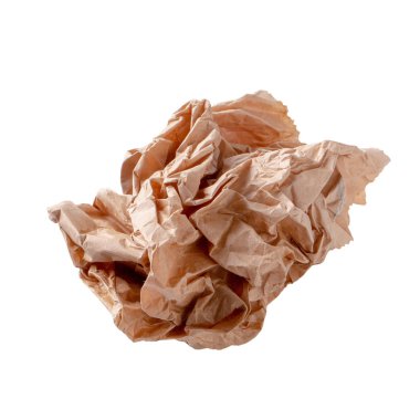 Kullanılmış kahverengi kağıt torba beyaz arka plan üzerinde izole