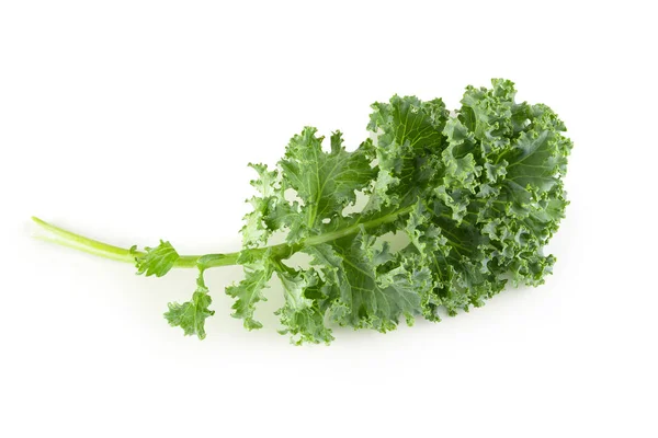 Fresh organic green kale leaves isolated over white background — Stock Photo, Image