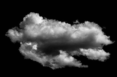 Beyaz bulut siyah arkaplanda izole olmuş gerçekçi bir bulut.