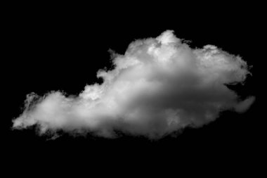 Beyaz bulut siyah arkaplanda izole olmuş gerçekçi bir bulut.