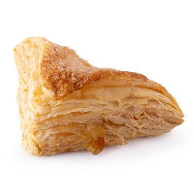 Beyaz arka planda izole puf pasta çörekler.