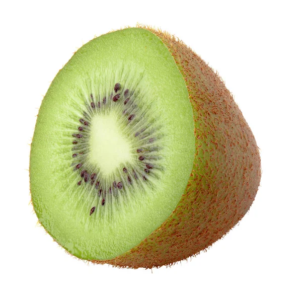Hälfte und Scheibe Kiwi-Frucht isoliert auf weißem Hintergrund. — Stockfoto