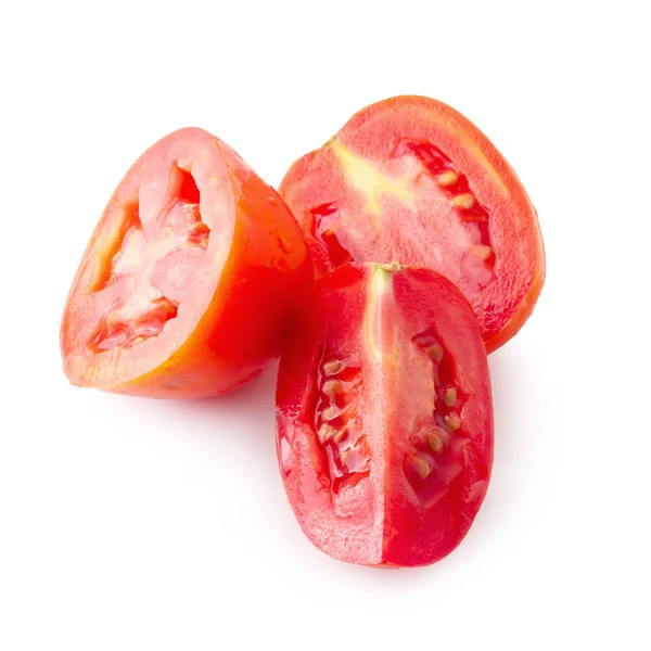 Tomaat slice geïsoleerd over witte achtergrond — Stockfoto