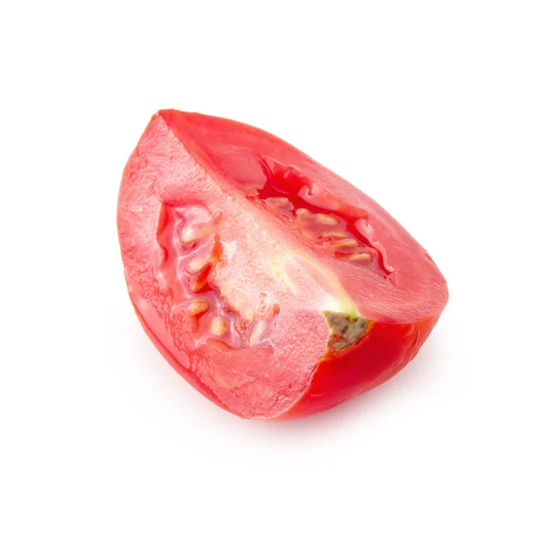 Beyaz arka planda izole domates dilim — Stok fotoğraf