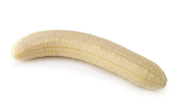 Geschälte Bananenscheiben isoliert vor weißem Hintergrund. — Stockfoto