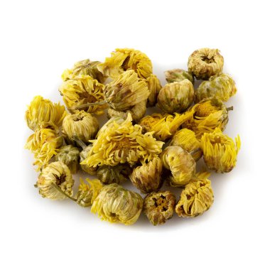 Beyaz Arka Planda Yalıtılmış Kurutulmuş Krizantem Çiçekleri