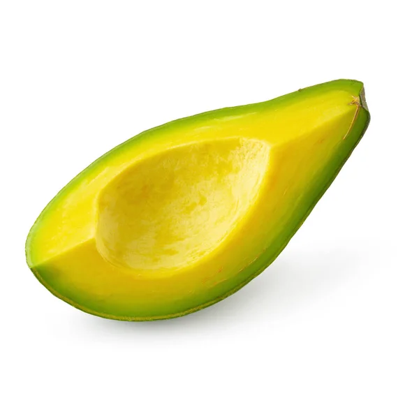 Segmenten en de helft van avocado geïsoleerd op een witte achtergrond. — Stockfoto