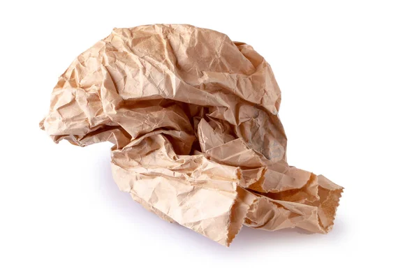 Bolsa de papel marrón usada aislada sobre fondo blanco — Foto de Stock