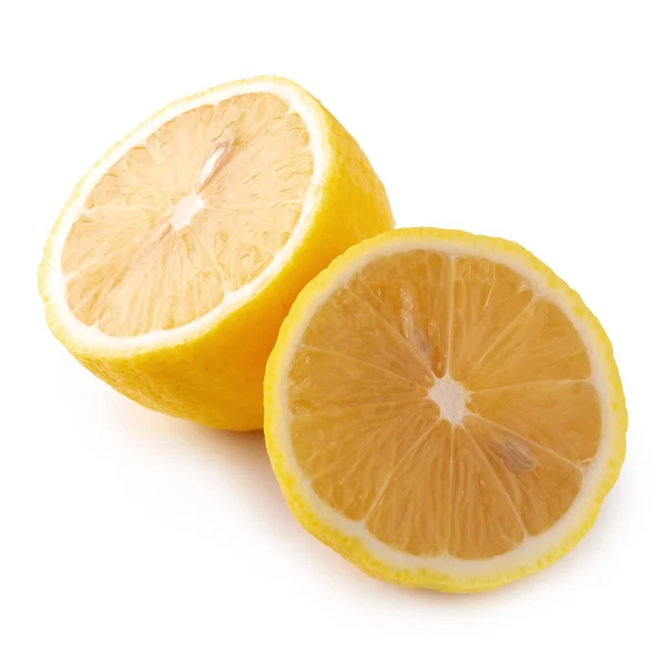 Fatia madura de limão amarelo citrinos isolado sobre costas brancas — Fotografia de Stock