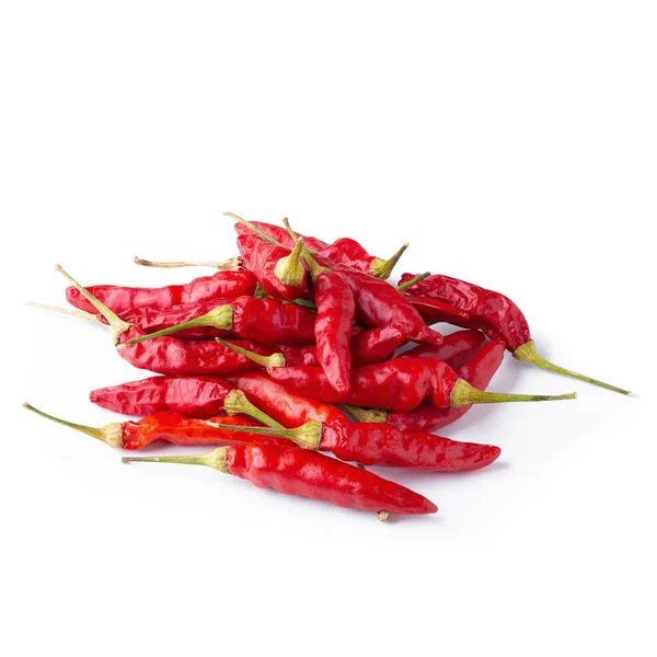 Gedroogde rode chili of cayenne sambal geïsoleerd op witte backg — Stockfoto