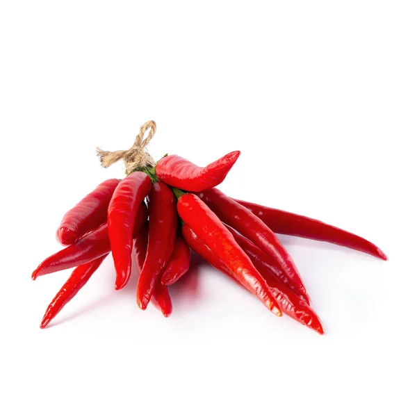 Rode Chili Pepers Geïsoleerd Een Witte Achtergrond — Stockfoto