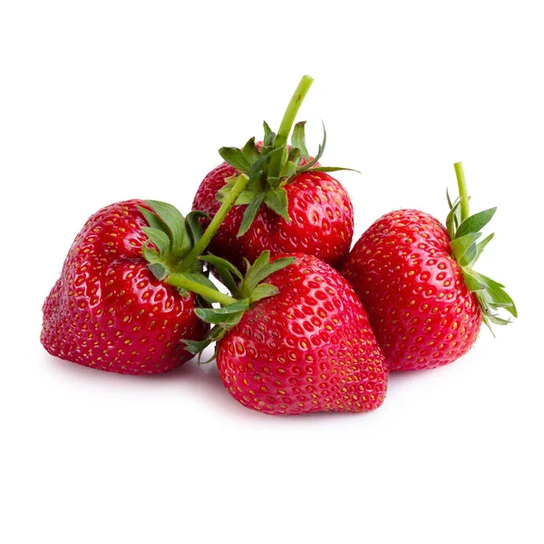 Strawberries Leaves Isolated White Background — Stock Photo, Image