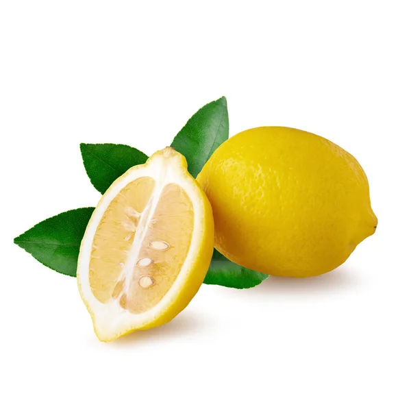Ripe Slice Yellow Lemon Citrus Fruit Isolated White Background — Stock Photo, Image