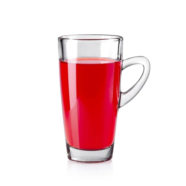 Vidro Transparente Realista Suco Vermelho Isolado Fundo Branco — Fotografia de Stock