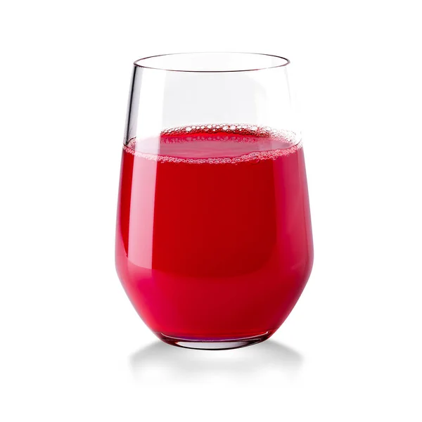 Vetro Trasparente Realistico Succo Rosso Isolato Sfondo Bianco — Foto Stock