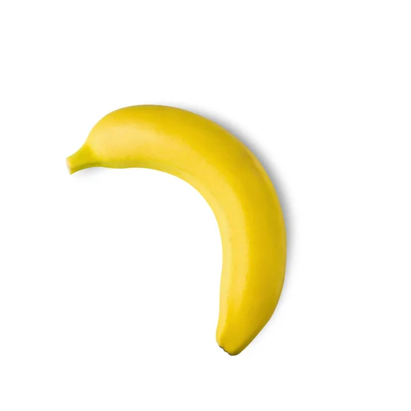 Жовтий Банановий Плід Відокремлений Білому Фоні — стокове фото
